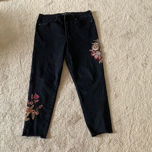 SEVEN FOR ALL MANKIND EMBROIDERED HIGH RISE SKINNY